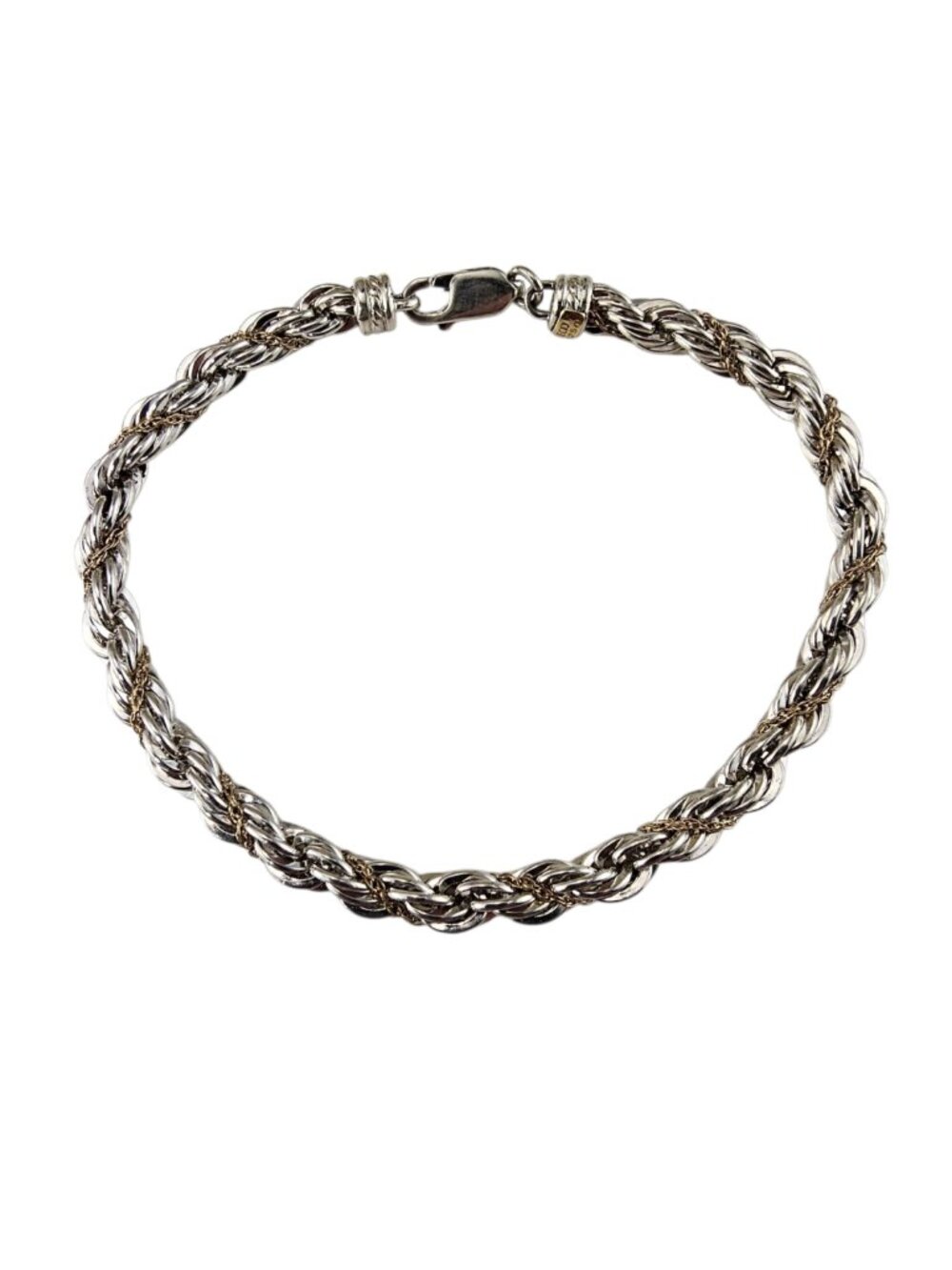 Precious Precious Sterling Silver 14K Yellow Gold Rope Chain Bracelet #25568